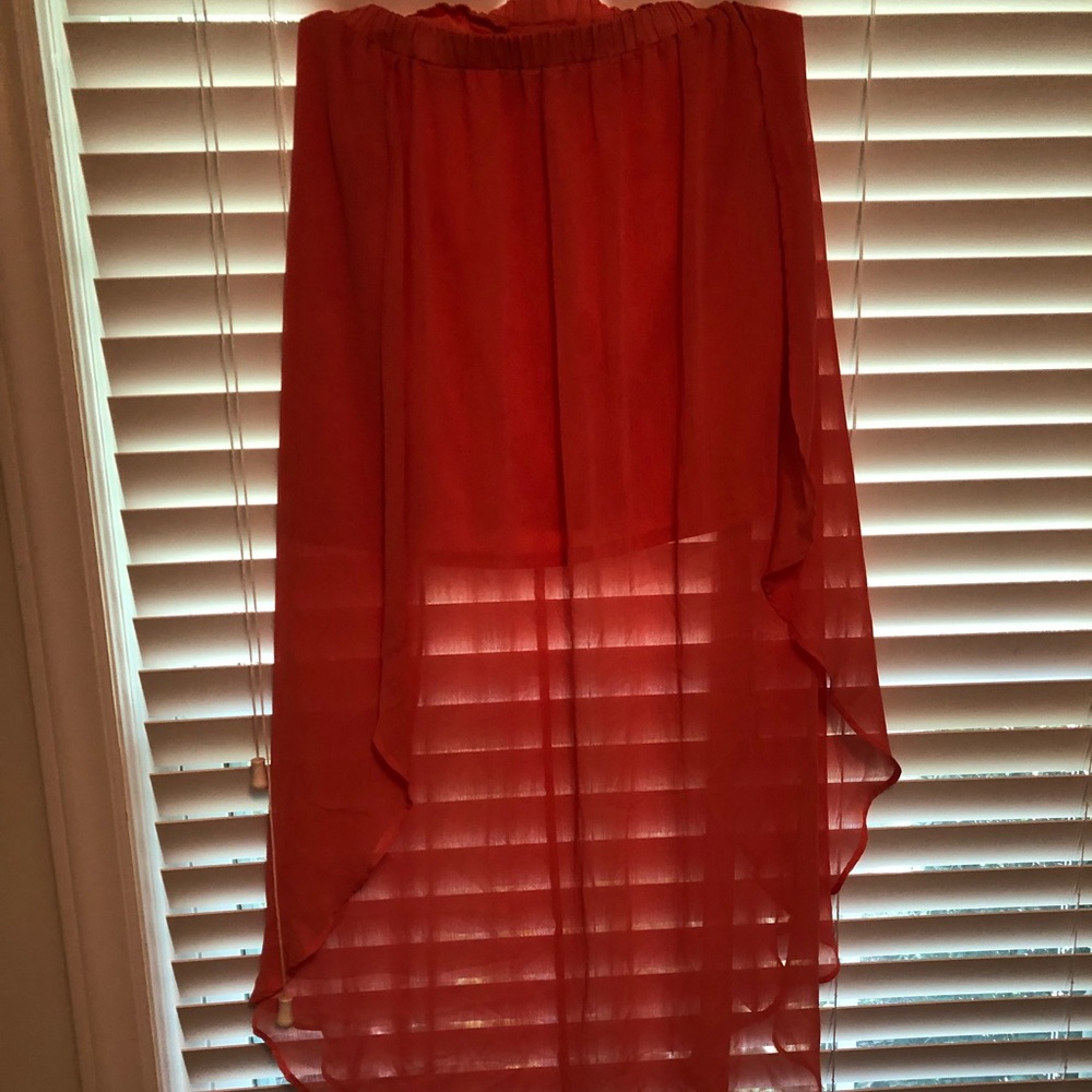High low peach maxi skirt